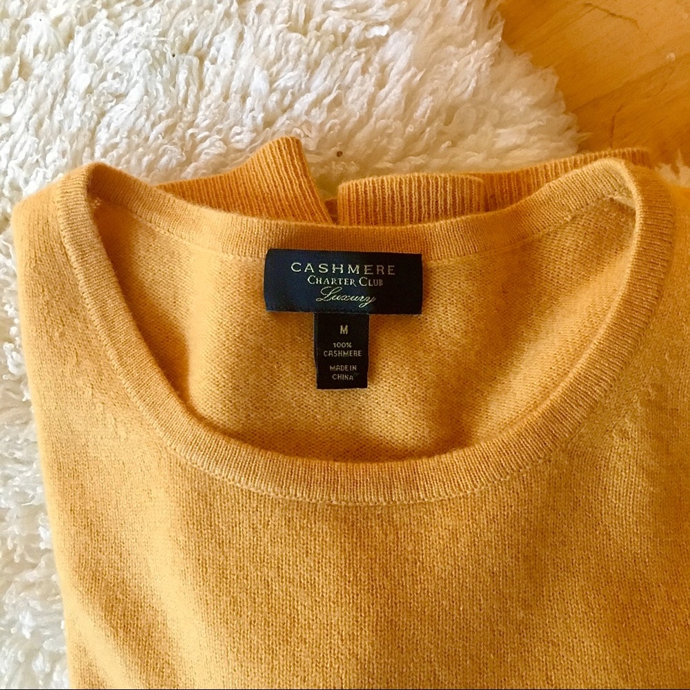 Charter Club Crew-Neck Cashmere Sweater Mustard